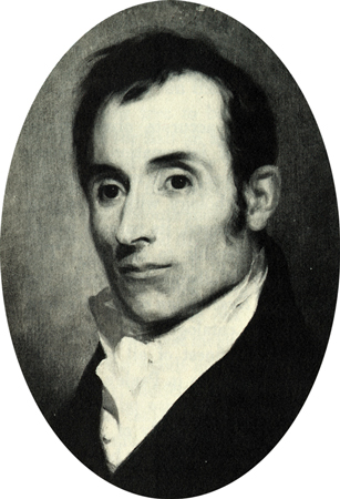 Black and white painting of a thin gentleman