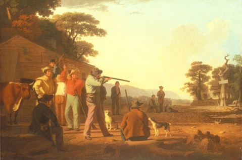 Bingham oil of a 19th century shooting contest