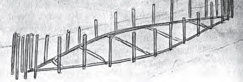Outline held in place by stakes