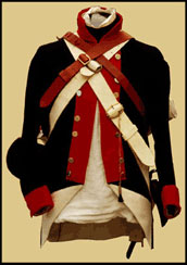 Blue wool uniform coat with red trim