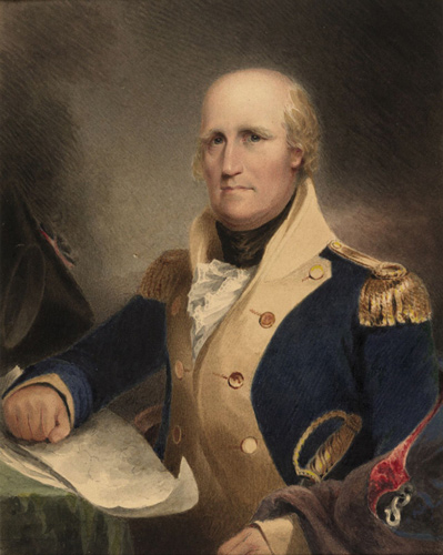 portrait of a balding General George Rogers Clark in uniform