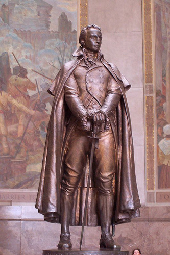 heroic statue of a young and vibrant George Rogers Clark