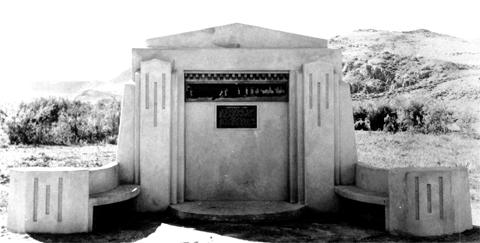 Large concrete monument in art deco style