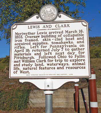 Lewis at Harpers Ferry sign with text transcribed below