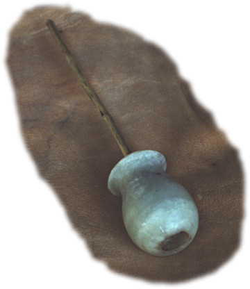 Photo of a replica Shoshone pipe shaped like an ice pick