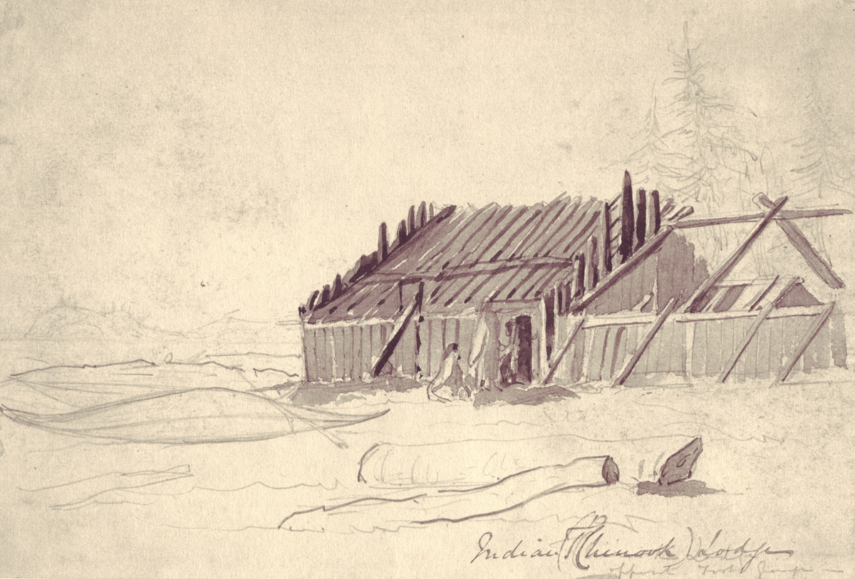 Sketch of a house made from cedar planks