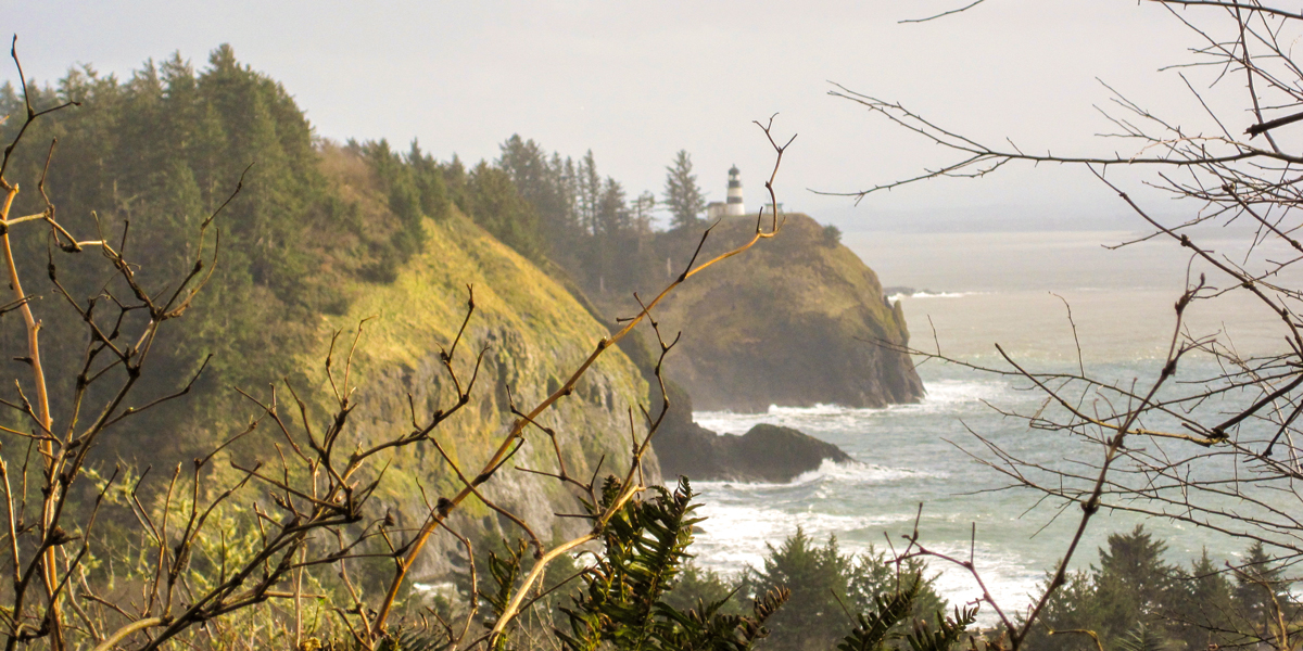 Waves dashing against the rocks at Cape Disappointment