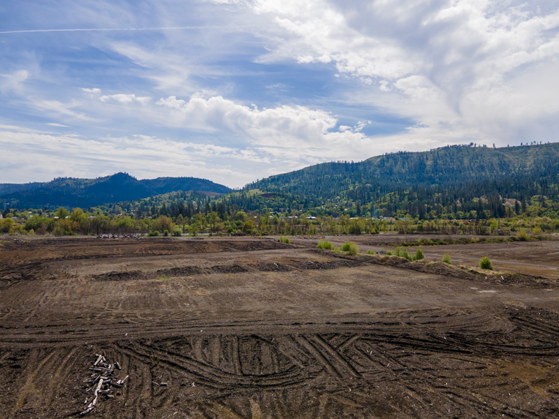 Drone photo of the abandoned Long Camp site