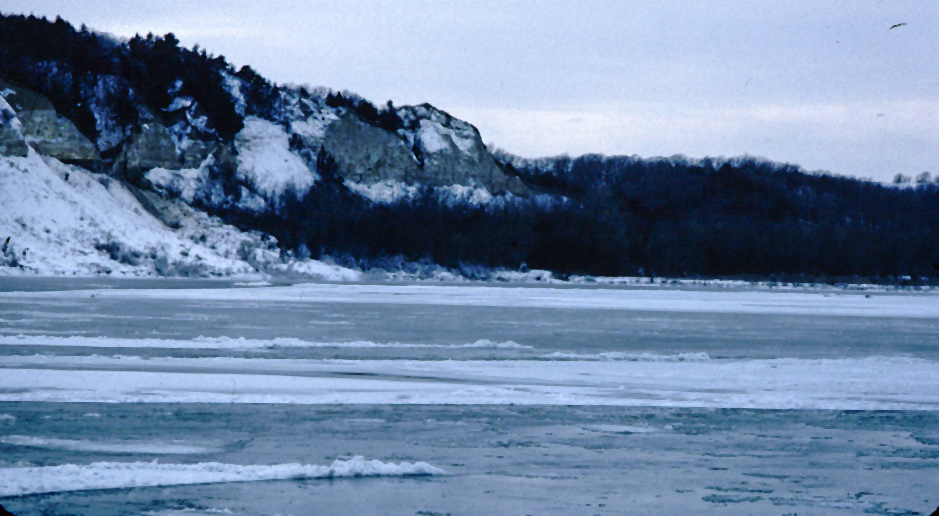 Large sheets of ice flow down the Missouri River