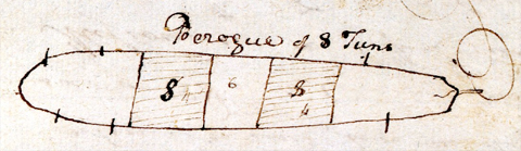 simple, top-view drawing of the barge