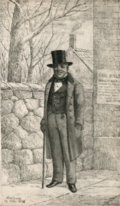 Painting of John Astor walking in the city