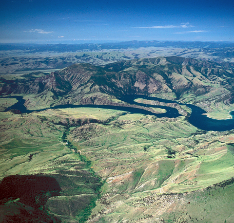 interactive aerial photo labeling Lewis and Clark landmarks